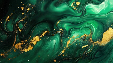 Poster - Vibrant green and gold colors abstract wallpaper design