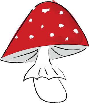 Simple hand drawn vector illustration of a Halloween fly agaric, clipart perfect for a Halloween card