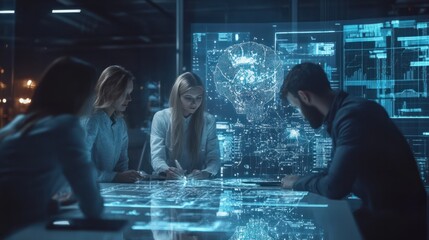 Poster - Creative business team brainstorming and ideating for innovative projects. Generative AI