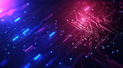 Poster - Futuristic technology abstract background with a glowing neon outline, tech background flat