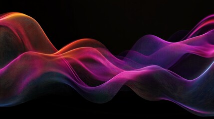 Poster - Wave lines trails flowing dynamic in diverse colors isolated on black background. Abstract futuristic background, science, digital and communication concept. Generative ai illustration