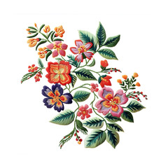 embroidery floral native pattern with roses. vector embroidered patch with flowers for wearing desig