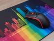 © Leonardo - Un mouse para juegos colocado sobre una alfombrilla de mouse colorida y creativa