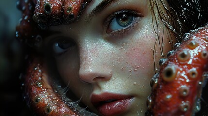 Poster - Woman's Face Surrounded by Octopus Tentacles