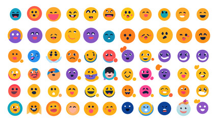 Poster - Comprehensive Set of Colorful Vector Emojis for Digital Design and Communication with Various Expressions