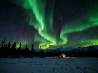 Wall Mural - stunning northern lights over yukon, canada, during winter.