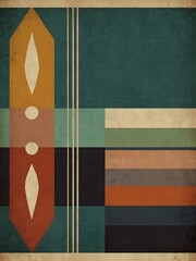 Wall Mural - Vintage-inspired geometric poster with a muted color palette and retro typography.