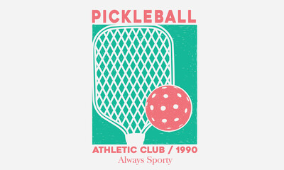 Pickleball athletic club artwork design for t shirt print, poster, sticker and other uses.