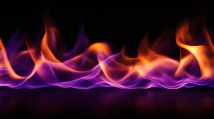 Poster - Purple and orange flames dance elegantly in the darkness, merging into vivid hues that create a captivating and dynamic visual experience, evoking warmth and energy