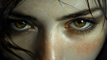 Poster - Intense Gaze: Close-Up Portrait of a Woman's Eyes