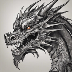 Wall Mural - textured dragon tattoo illustration