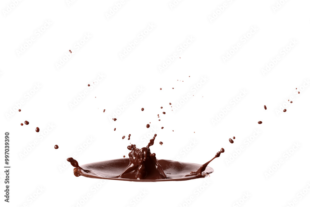 Splash of tasty hot chocolate isolated on white