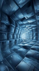 Wall Mural - a tunnel with a blue light coming through it