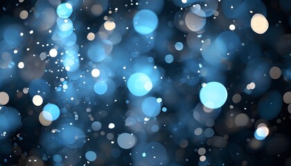 Abstract Blue Bokeh with Glitter Liquid Particles and Defocused Circles in a Stunning Visual Template