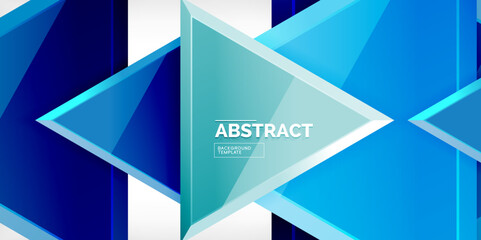 Abstract background - colorful triangles with 3d effect. Vector Illustration For Wallpaper, Banner, Background, Card, Book Illustration, landing page