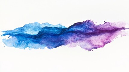 Poster - A stunning display of watercolor art showcases a rich blend of vibrant blues and purples, flowing seamlessly across a pristine white backdrop, creating a captivating visual effect