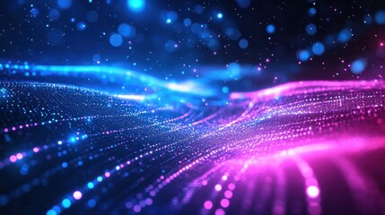 Poster - Abstract futuristic technology background network high speed global data transfer, big data, data center, server, internet, speed. dark blue and pink neon lights