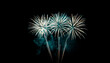 © Oleksiy - Firework over the blue sky at night, white, and green