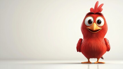 Cute Red Bird Cartoon Character