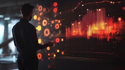 Poster - Person presenting and evaluating data chart - Illustration created with generative ai