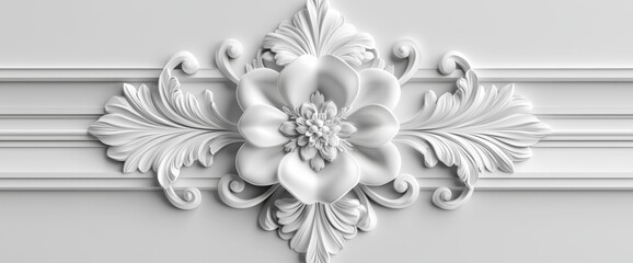 Wall Mural - Many flowers and leaves are included in this floral design with lots of detail