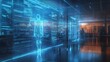 © Chawakorn - A futuristic office with a holographic human figure projected onto a wall of data code.