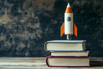 A pencilplaced on top of stacked books