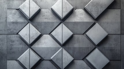 Futuristic Premium Mosaic Wallpaper with 3D Geometric Blocks on Concrete Wall