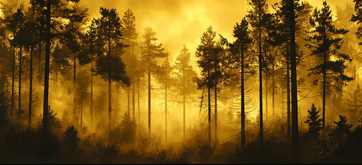 Poster - A forest with trees in the foreground and background