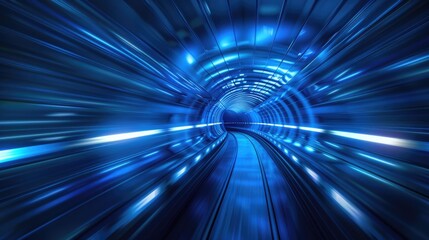 Poster - Dark blue futuristic tunnel. Abstract background or screensaver. AI generative.