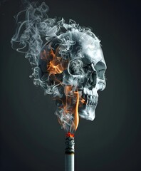 Skull cranium shape made out of smoke
