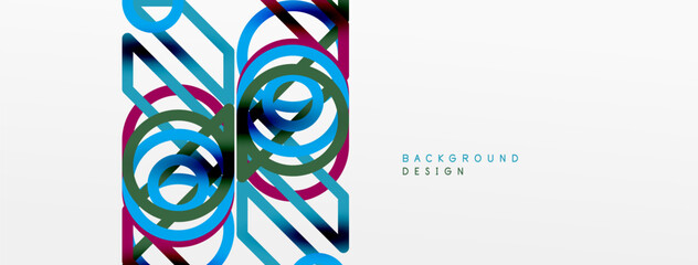 Aufkleber - Abstract background - colorful circle lines technology or business digital template