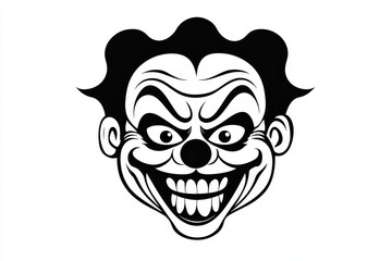 Black silhouette of a clown on a white background.