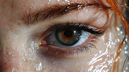 Sticker - Close-Up Water Droplets on Eye - Photography