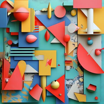 Abstract colorful geometric background bursting with vibrant shapes and patterns