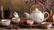 © GoldPumaze - An inviting tea scene with a stylish teapot, a variety of tea blends, and elegant teacups.