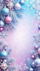 Sticker - christmas background with balls and snowflakes