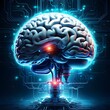 © sembiz sembiz - futuristic brain with ai circuits and a glowing electrical center