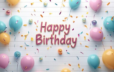 Wall Mural - Happy birthday background with text 