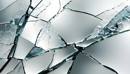 Fragile Beauty: Abstract Cracked Glass Texture on White Background Symbolizing Vulnerability and Imperfection