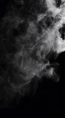 Wall Mural - Abstract smoke patterns dancing fluidly on a black background canvas