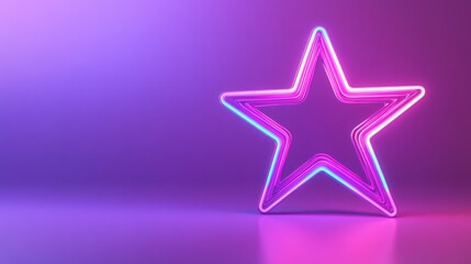 Poster - A bright neon star icon glows against a solid pastel purple backdrop, creating a striking visual effect perfect for commercial design and decor