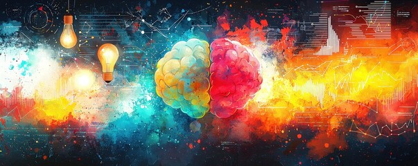 Poster - Colorful Brain Art with Abstract Elements