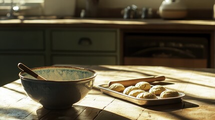 Wall Mural - Cozy Kitchen Cookware and Homemade Baked Goods