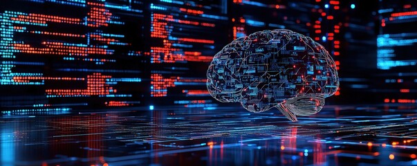 Poster - Futuristic Brain in Digital Environment