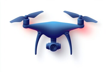 Canvas Print - Blue drone with a camera mounted beneath isolated against a white backdrop representing simplicity in design and the functionality of aerial photography drones in commercial applications