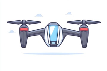 Canvas Print - Modern drone with a sleek geometric design flying mid air symbolizing advanced drone technology and its role in the future of aerial logistics and autonomous delivery systems