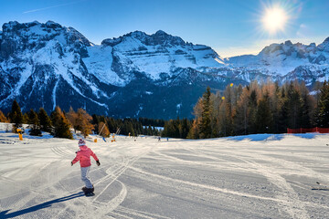 ski resort madonna di campiglio.panoramic landscape in the winter time of the dolomite alps in madon