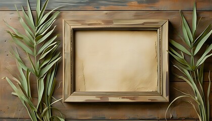 Rustic vintage papyrus paper frame featuring a decorative border