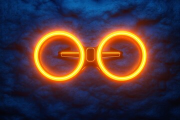 Wall Mural - Neon orange circular drone icon glowing against a dark textured background representing UAV technology and smart logistics systems in fast deliveries